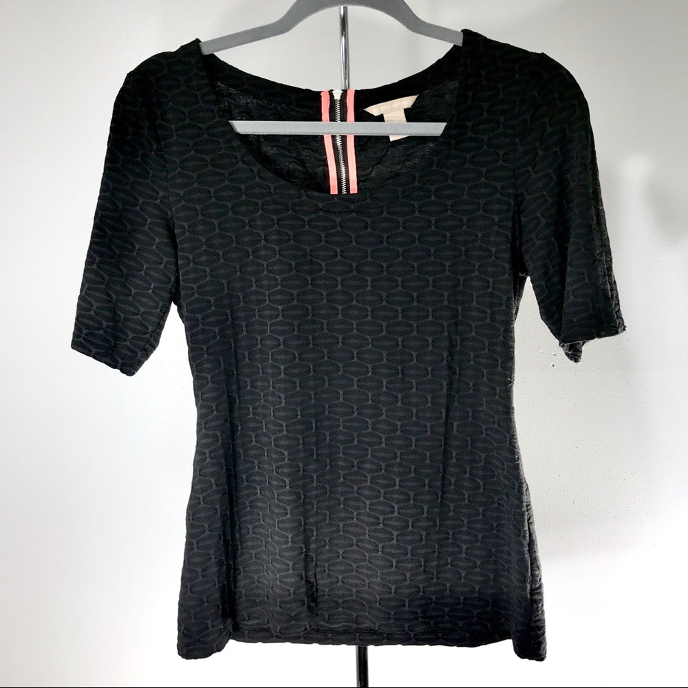 Banana Republic 1/4 Sleeve Black Stretchy Top sz S